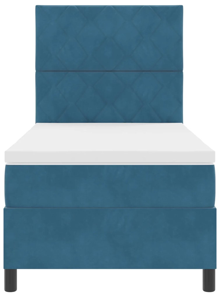 Cama Box com Colchão vidaXL Azul Escuro 100x200 cm Veludo