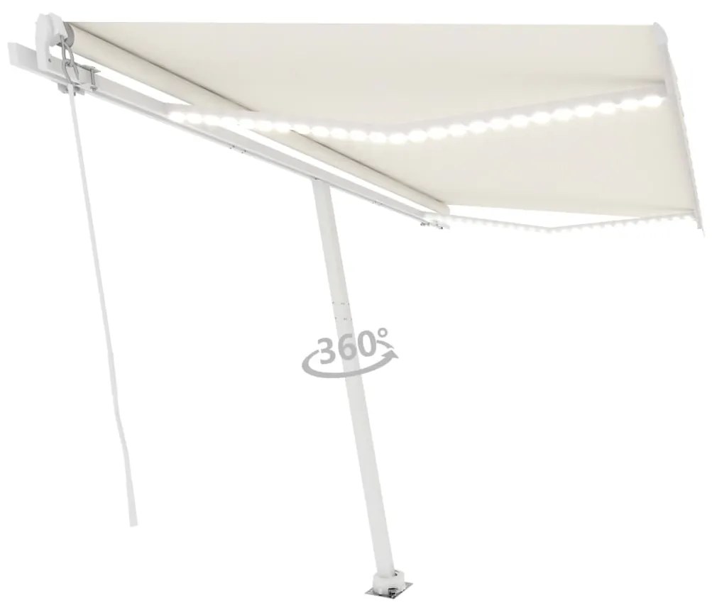 Toldo retrátil manual com LED 400x300 cm cor creme