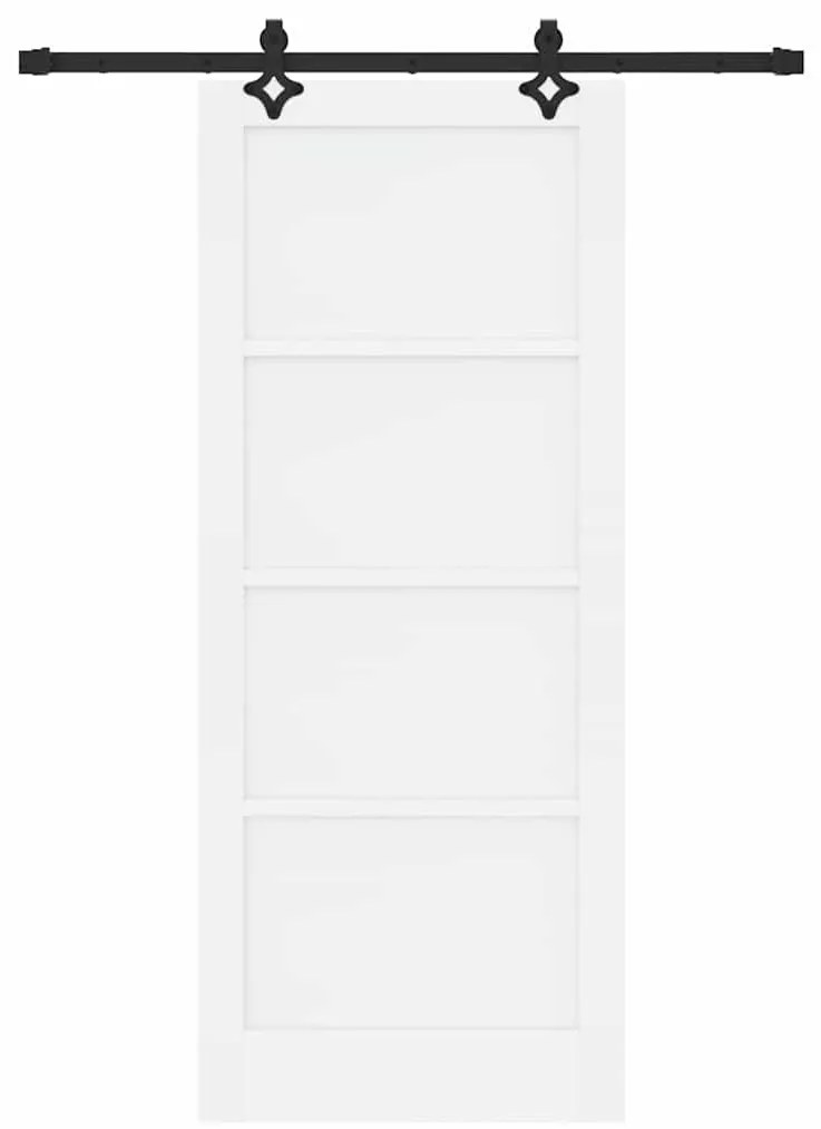 Porta Deslizante com Conjunto de Hardware 'ORKDAL'Branca Madeira Sólid