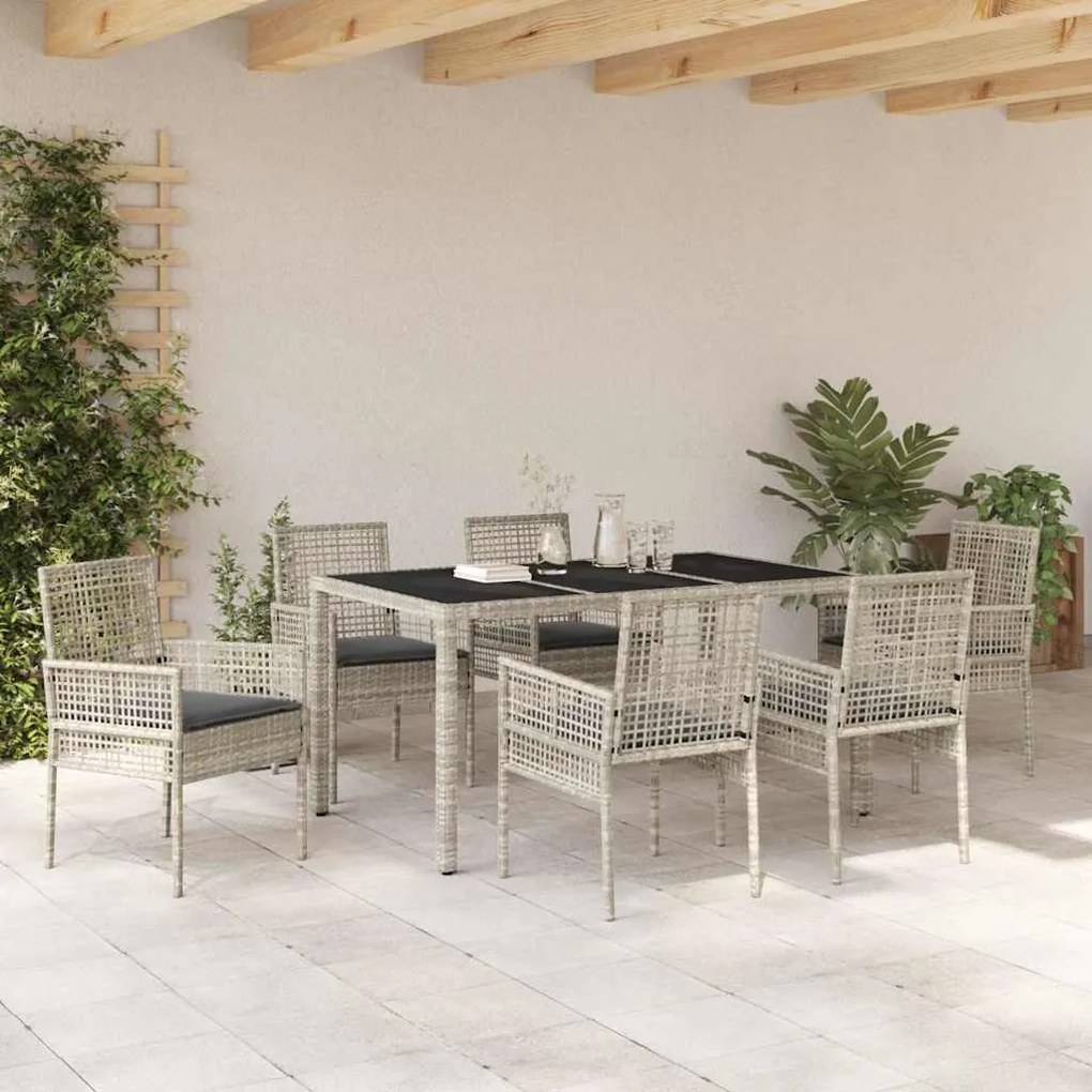 Conjunto de Jantar para Jardim 7 pcs Cinzento-claro