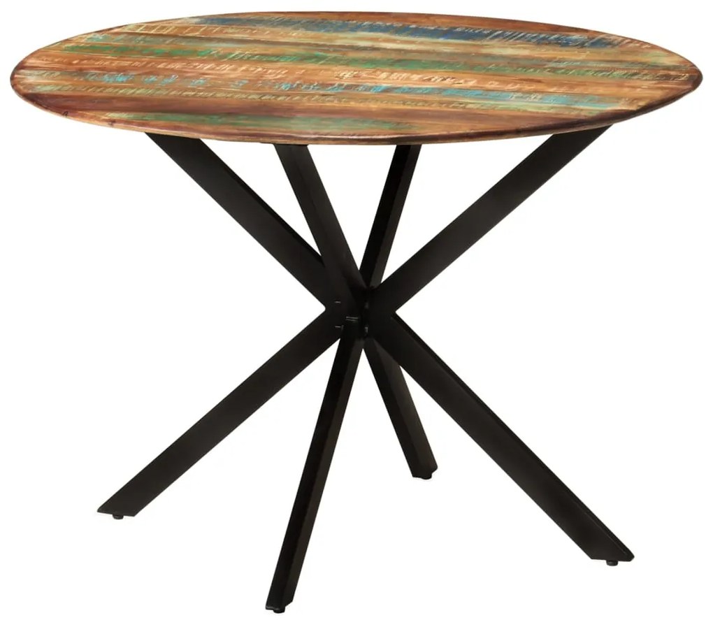 Mesa de jantar Ø110x78 cm madeira recuperada maciça e aço