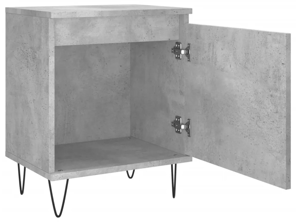 Mesas cabeceira 2pcs 40x30x50cm derivados madeira cinza-cimento