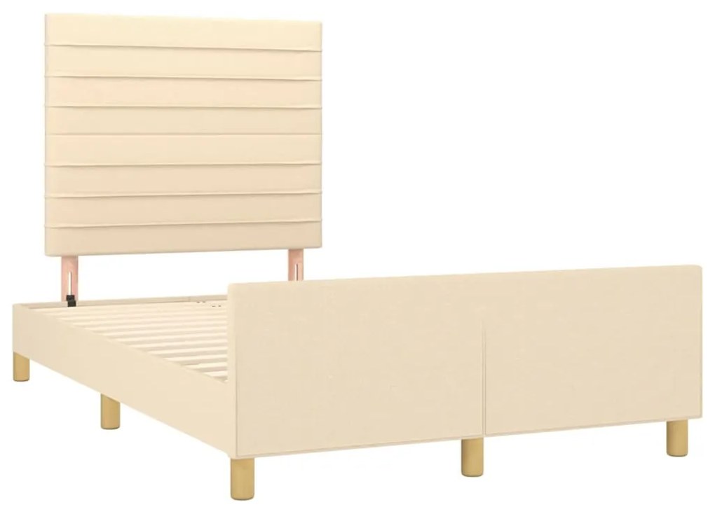 Estrutura de cama sem colchão 120x190 cm tecido creme