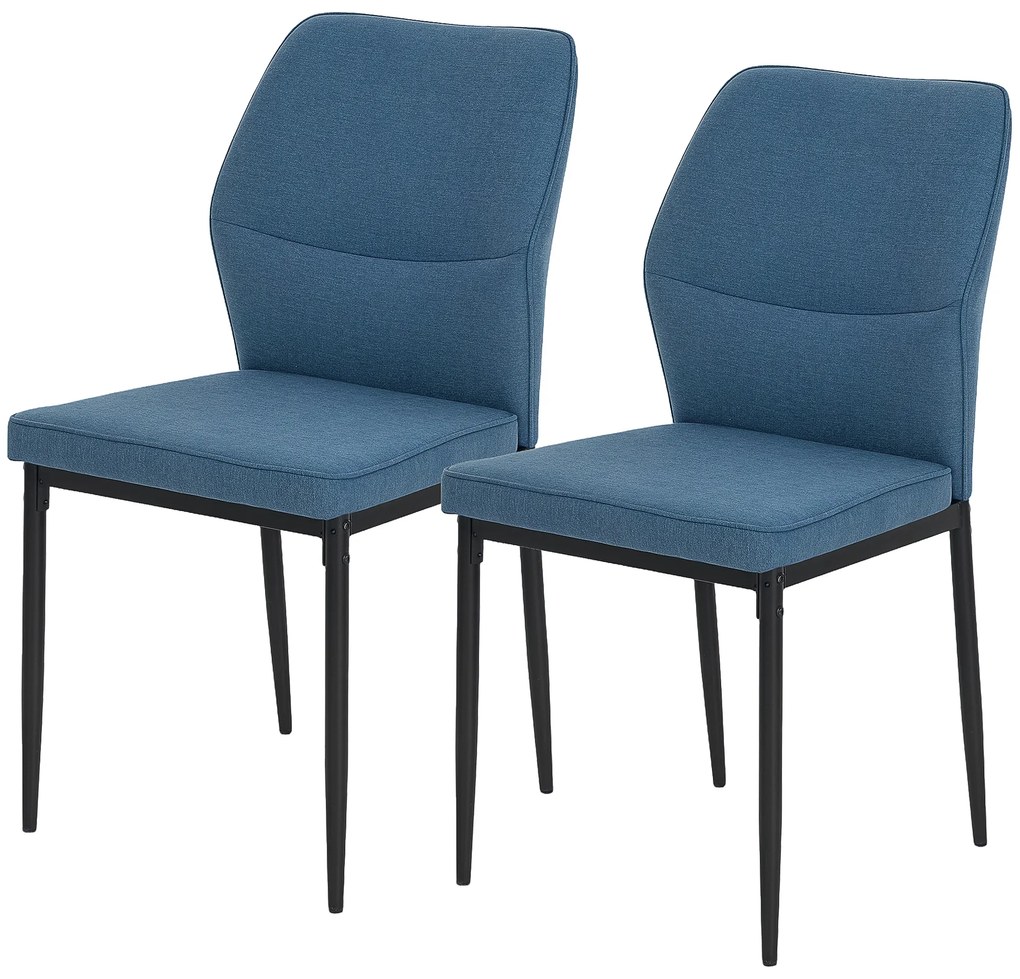HOMCOM Cadeiras de Jantar Conjunto de 2 Modernas com Assento Acolchoado e Estofado Encosto Curvo 45x57x86 cm Azul Escuro | Aosom Portuga