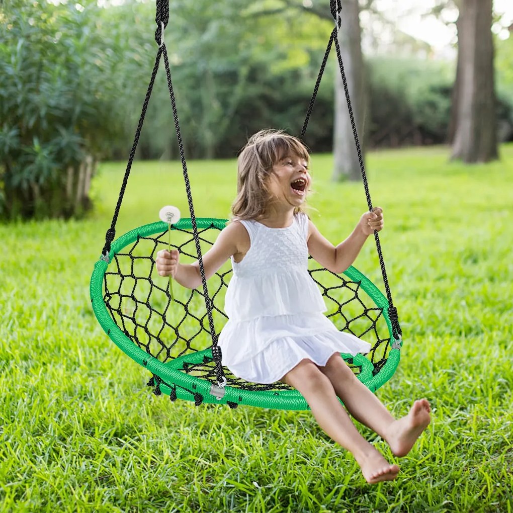 Baloiço Infantil com Cordas Ajustáveis Exterior Pátio Jardim 89 x 100-160 cm Verde