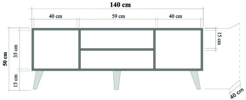Móvel TV Truva – Carvalho Sonoma – 140 cm x 50 cm x 40 cm