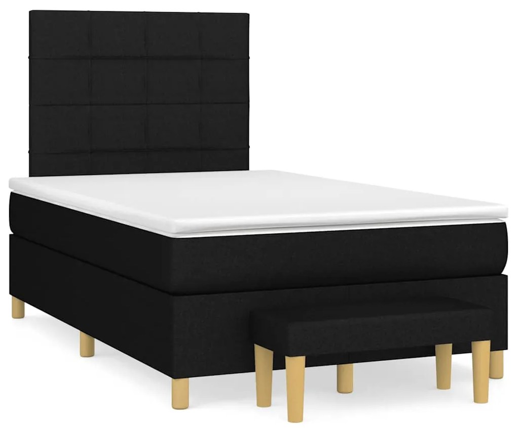 Cama boxspring com colchão 120x190 cm tecido preto