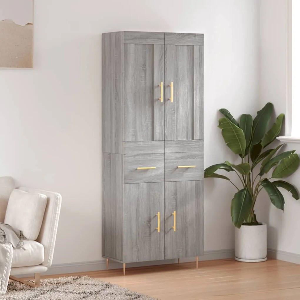 vidaXL Armário alto 69,5x34x180 cm derivados de madeira sonoma cinza