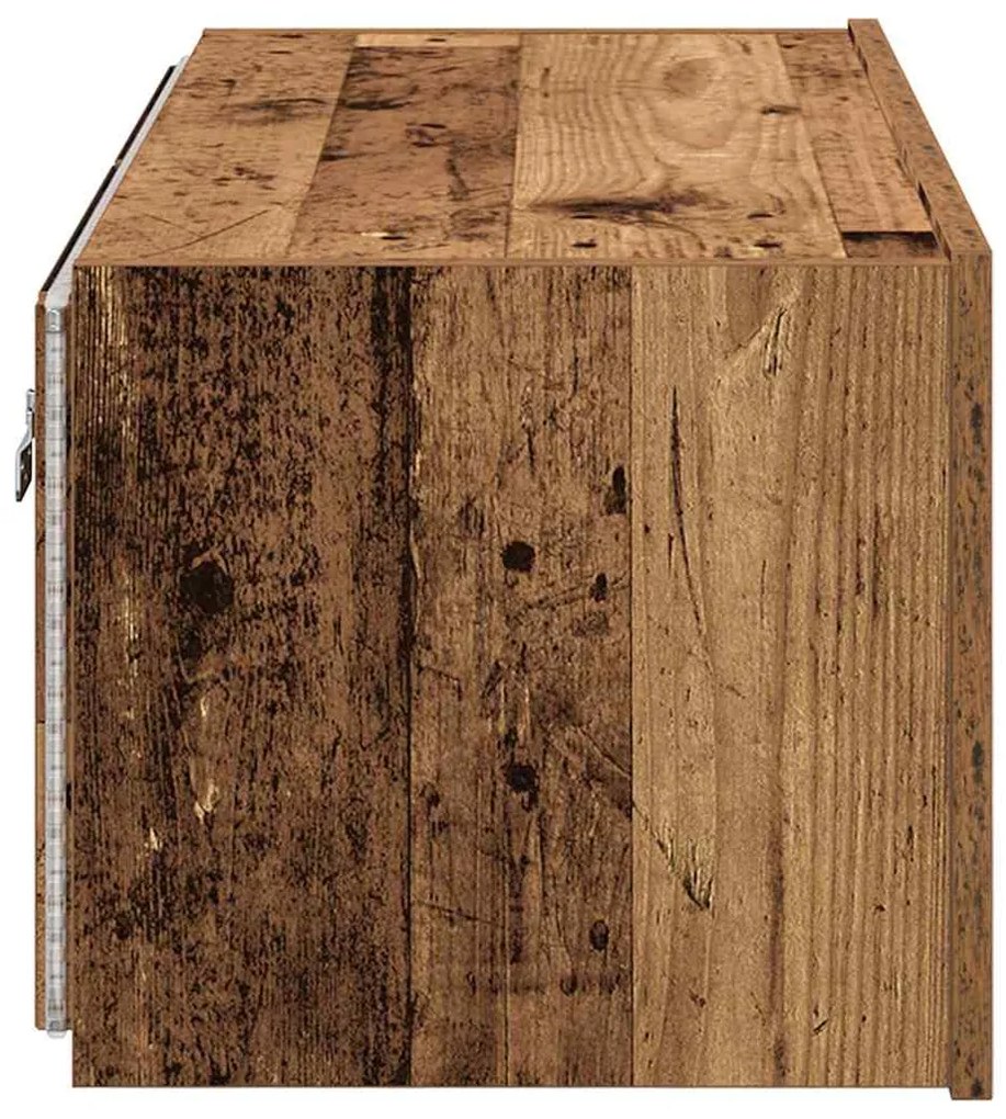 Armário de TV vidaXL com luzes LED Madeira velha 80x35x31 cm