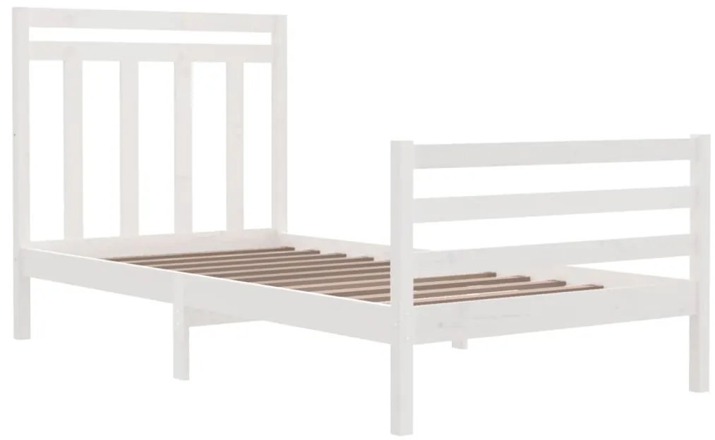 Estrutura de cama 100x200 cm madeira maciça branco