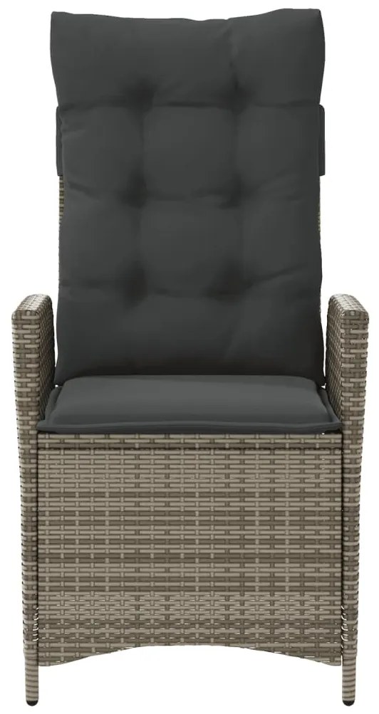Cadeiras jardim reclináveis 2 pcs c/ almofadões vime PE cinza