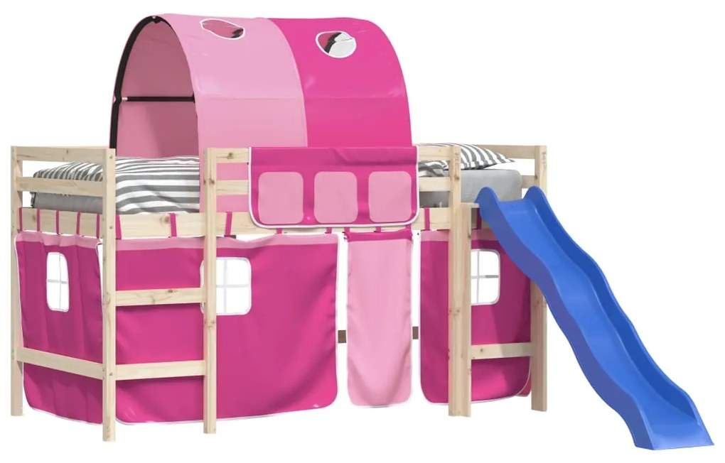 Cortinas para cama elevada com túnel poliéster rosa
