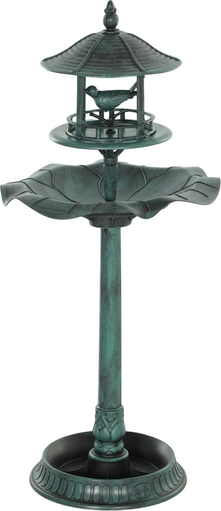 Bebedouro para pássaros e Floreira 3 em 1 Ø 50 x 113 cm, em polipropileno verde-acinzentado