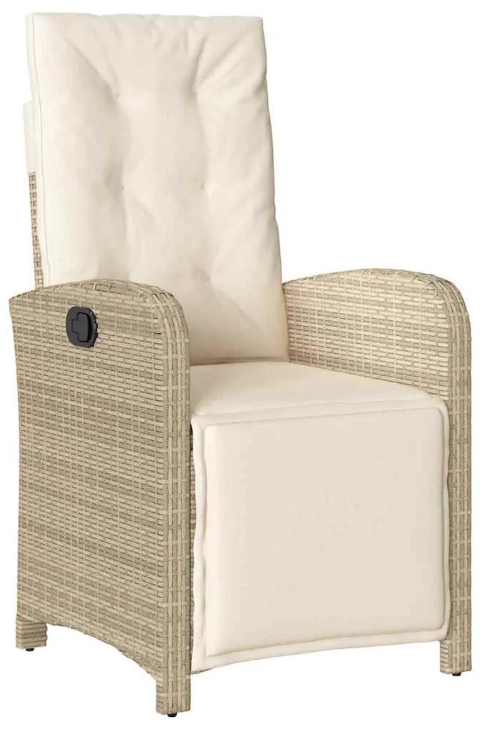 Conjunto de Jantar para Jardim 3 peças com Almofadas Beives em Rattan