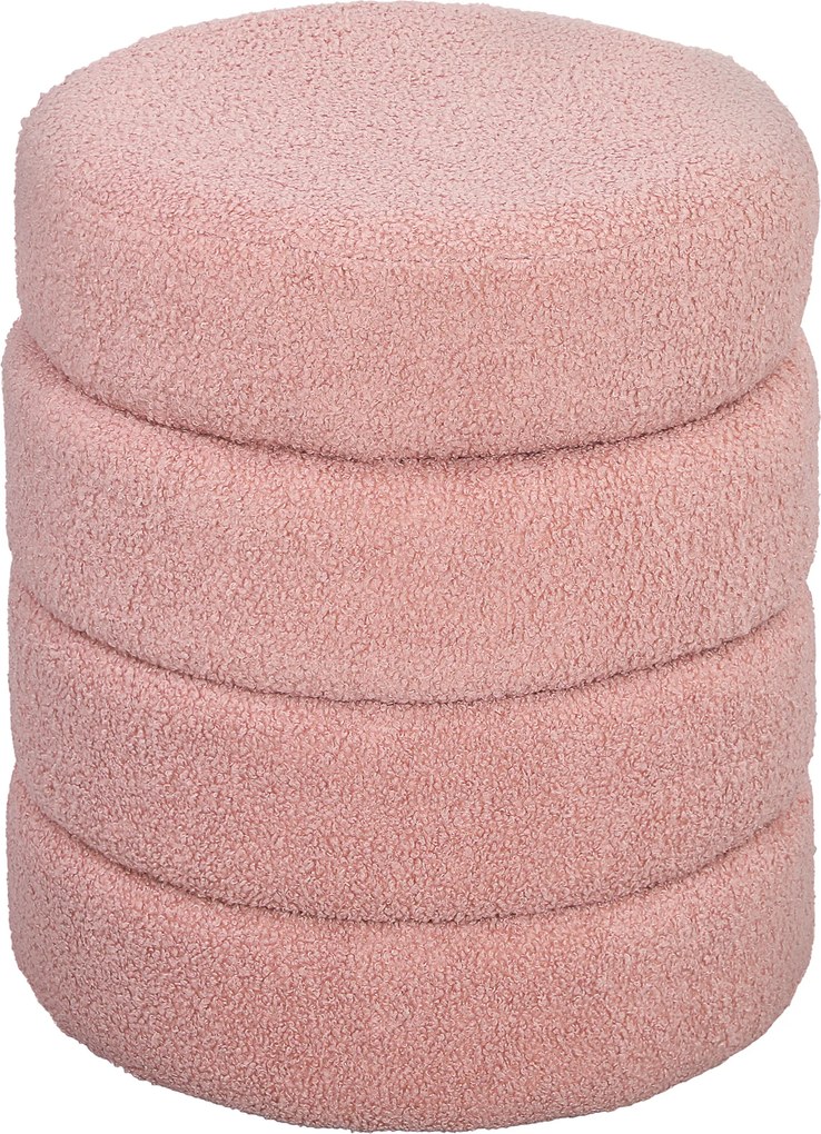 HOMCOM Puff, redondo, Teddyfleece, até 120 kg, Φ40x45H cm, Rosa | Aosom Portugal