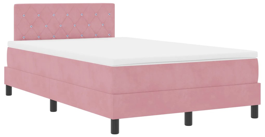 Cama Box Spring com Colchão Rosa 120x200 cm Veludo