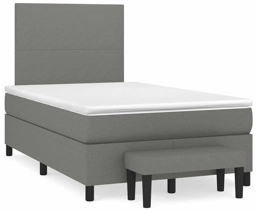 Cama boxspring com colchão 120x190 cm tecido cinzento-escuro