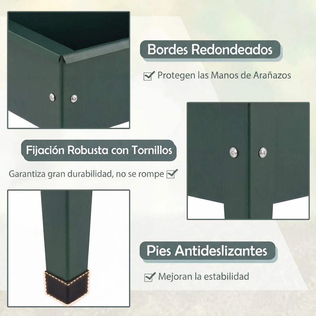 Floreira Elevada, 60 x 27 x 45 cm, Estrutura Metálica, Verde