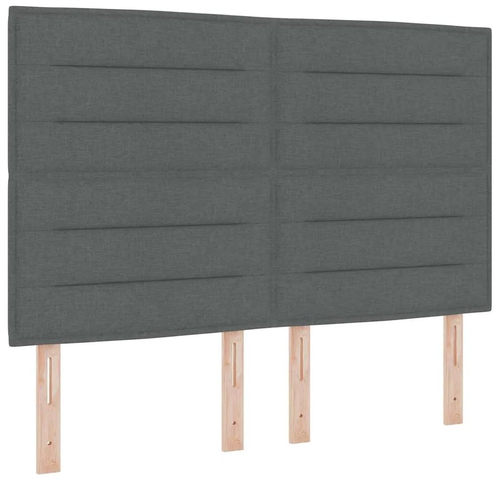Cama Box com Colchão e LED em Cinza Escuro, 160 x 200 cm Tecido