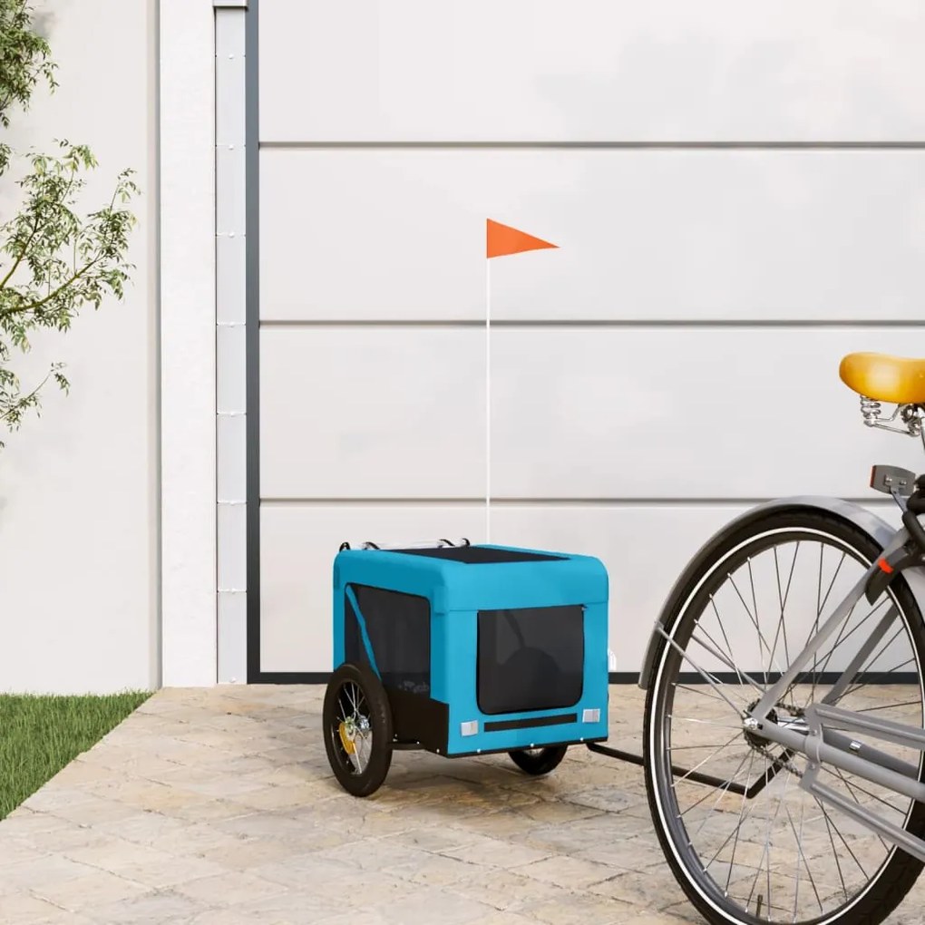 vidaXL Reboque de bicicleta p/ animais tecido oxford/ferro azul/preto