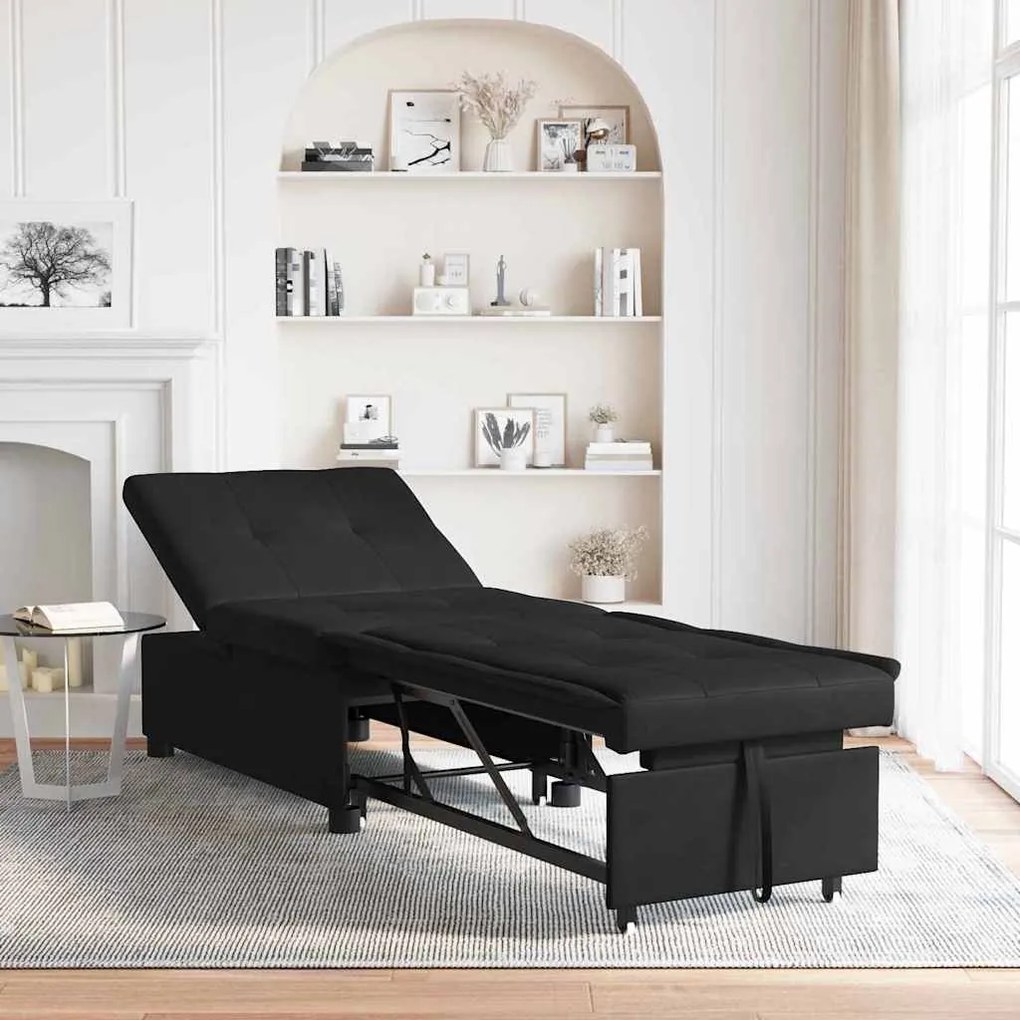 vidaXL Sofá-Cama com almofada Preto 67 x 194 x 82 cm Contraplacado