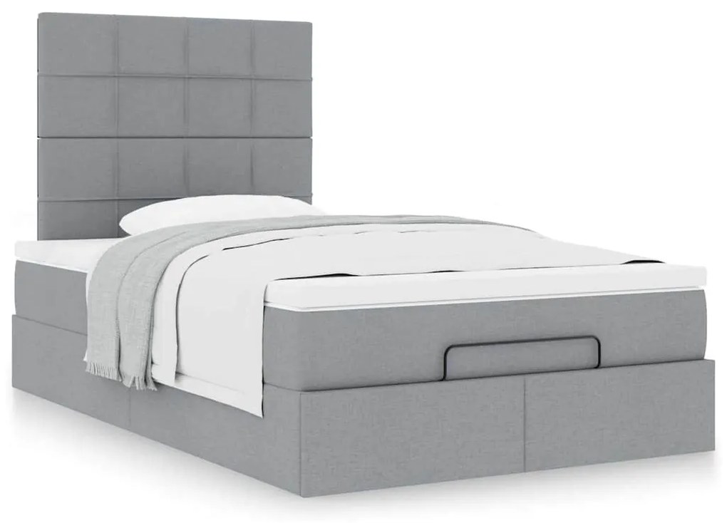 Estrutura cama otomana colchão 120x200 cm tecido cinzento claro