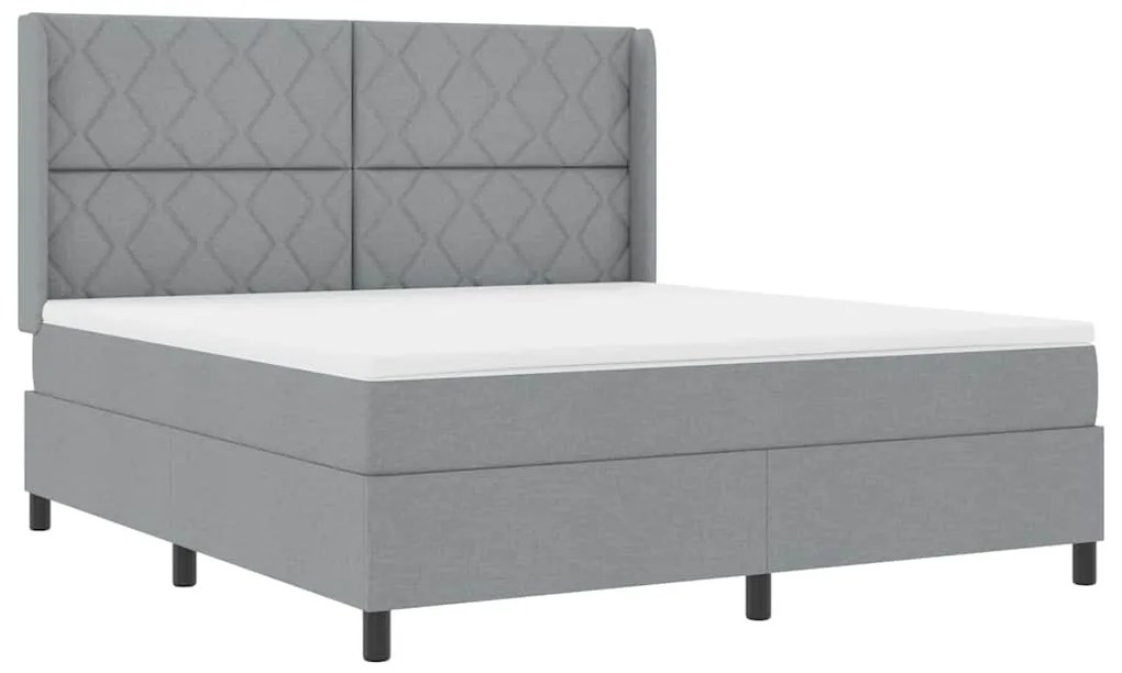 Camas com Estrado e Colchão com Luz LED Cinza Claro 180x200cm, Tecido