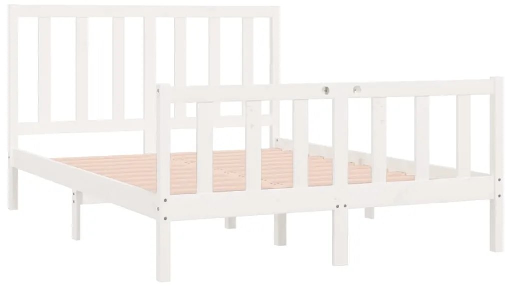 Estrutura de cama 140x190 cm madeira maciça branco