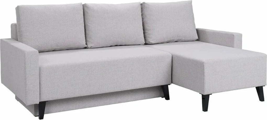 Sofá de canto Delbene 127, Cama com arrumação, 225x140x74cm, 119 kg, Pernas: Plástico