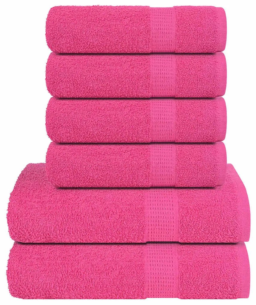 vidaXL 6pcs Conjunto toalhas banho 360 gsm 100% algodão rosa