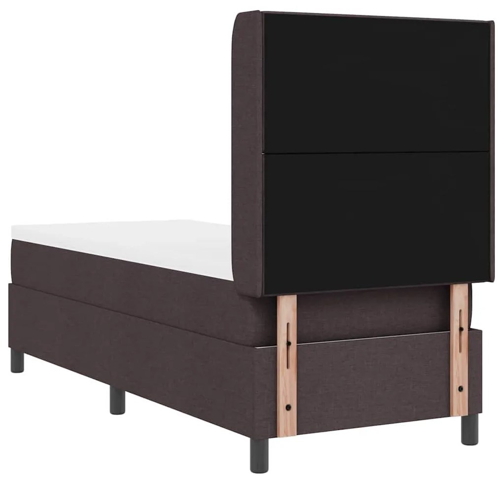 Cama Box com Colchão e LED Castanho Escuro 80x200 cm, Tecido