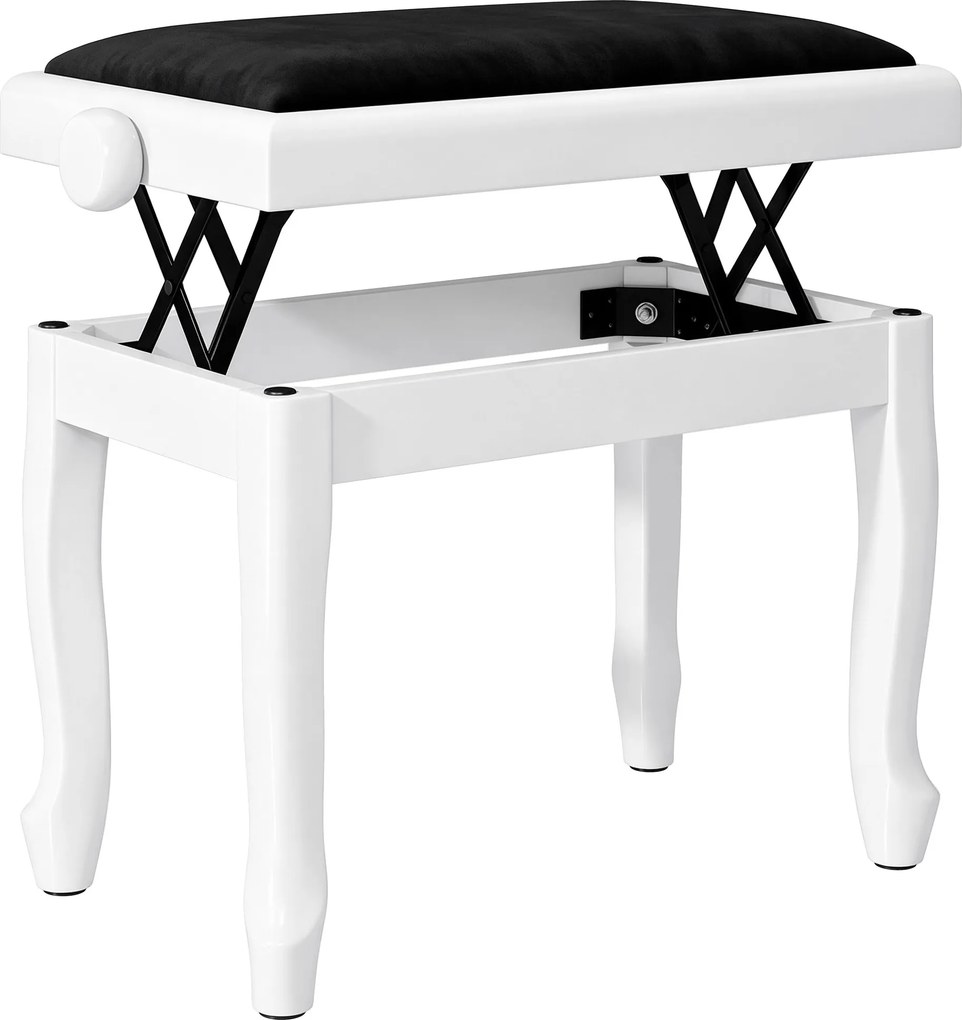 HOMCOM Banco para Piano Regulável 45-56 cm com Assento em Veludo, Pés em Madeira, até 120 kg, Branco | Aosom Portugal