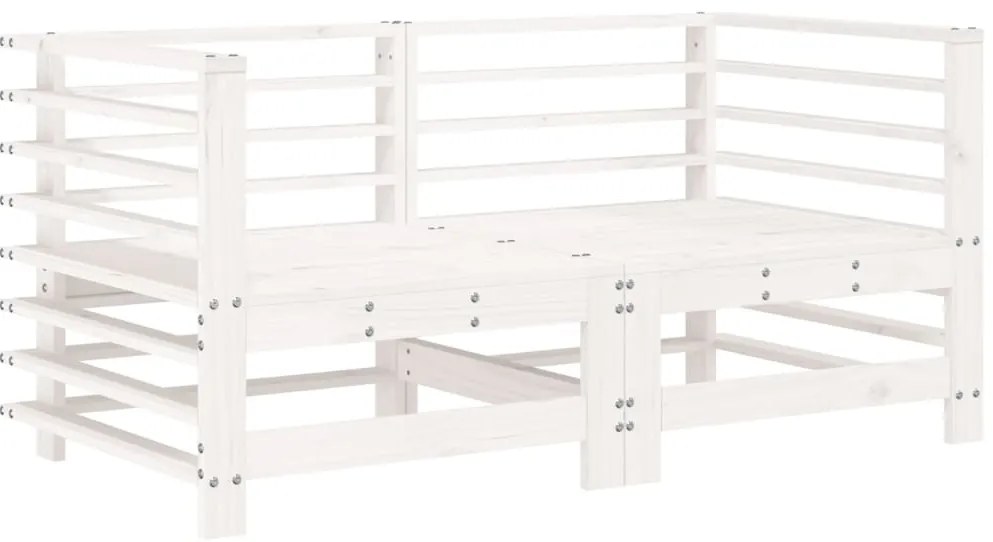 7 pcs conjunto lounge de jardim pinho maciço branco