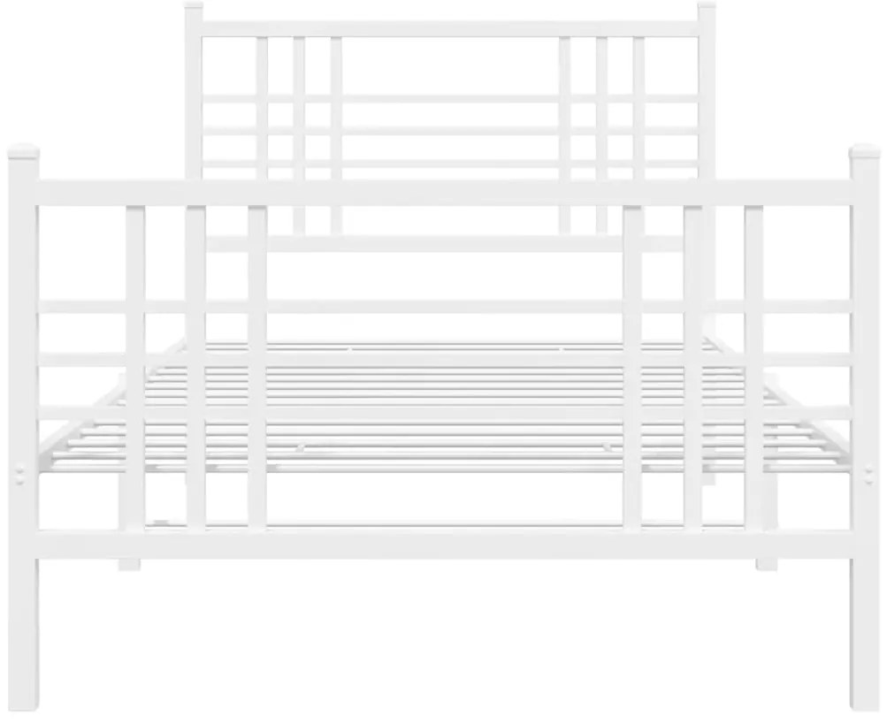 Estrutura de cama com cabeceira e pés 90x190 cm metal branco