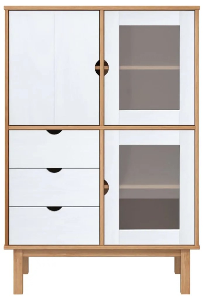 Armário alto OTTA 85x43x125 cm pinho maciço castanho/branco
