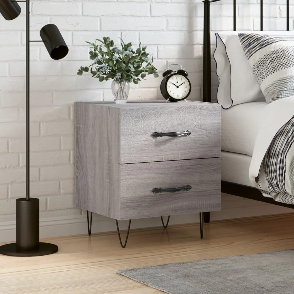 vidaXL Mesa cabeceira 40x35x47,5 cm derivados madeira sonoma cinza
