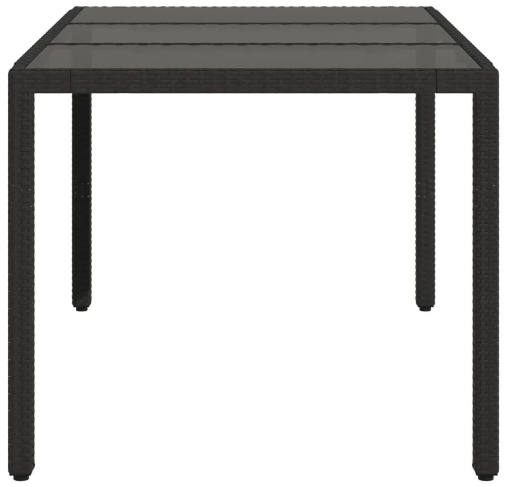 Mesa de jardim com tampo de vidro 150x90x75 cm vime PE preto