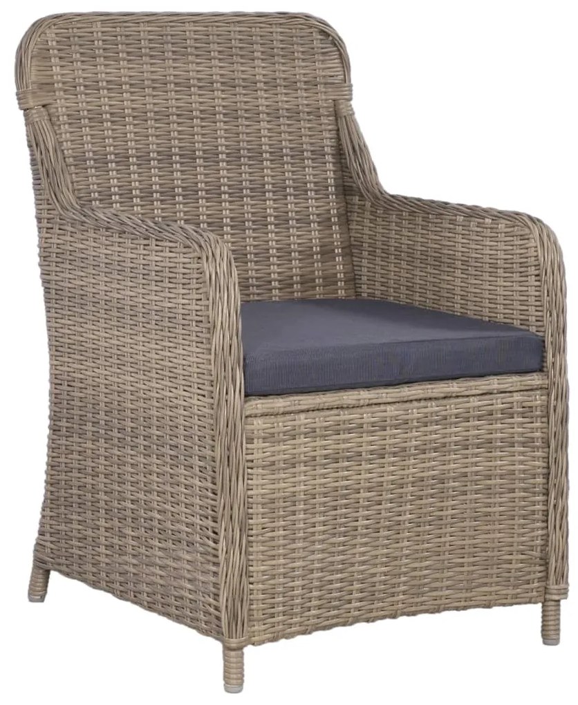 Conjunto bistrô com almofadões 3 pcs vime PE castanho