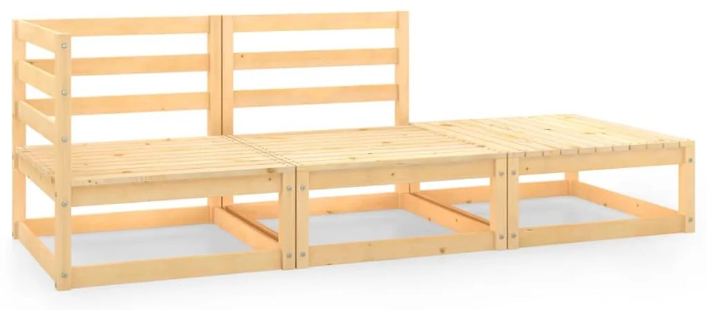3 pcs conjunto lounge de jardim pinho maciço