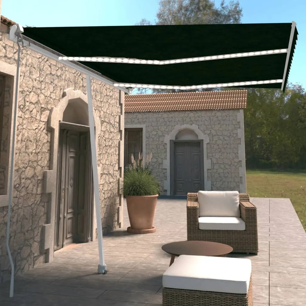 Toldo retrátil manual c/ LED 350x250 cm antracite