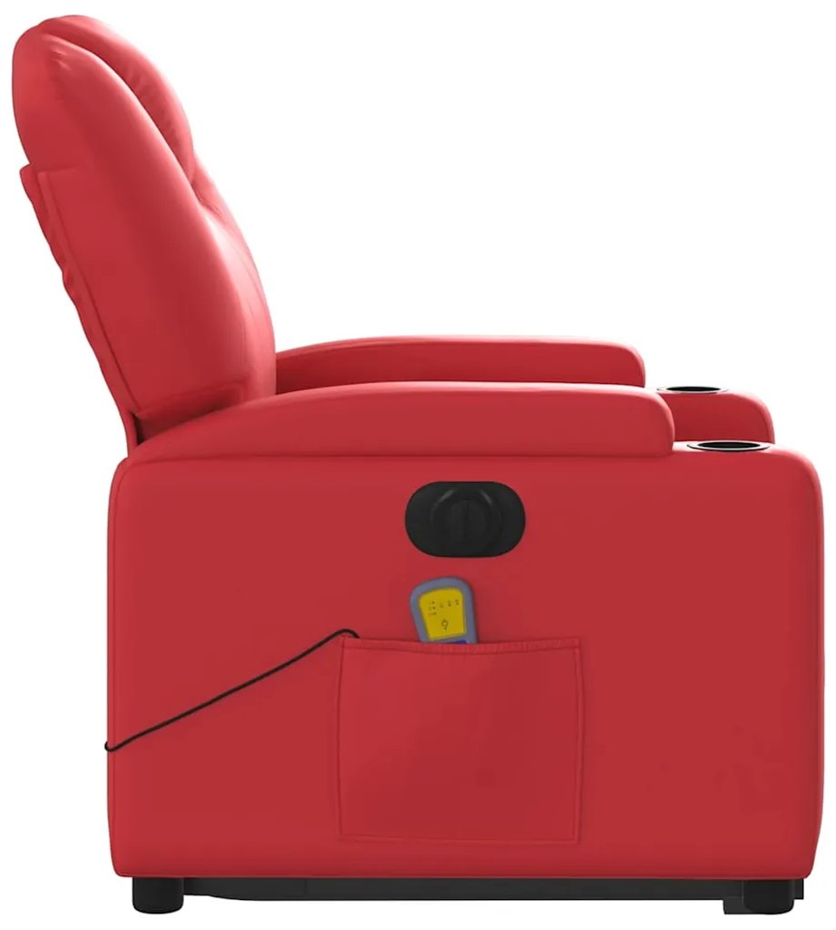 Poltrona reclinável elevatória elétrica couro artif. vermelho