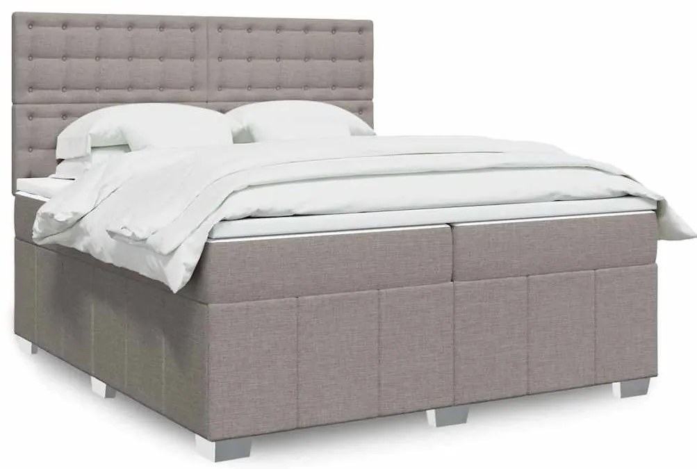 vidaXL Cama com molas/colchão 200x200 cm tecido castanho-acinzentado