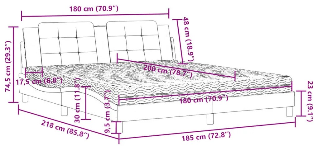 Cama com colchão 180x200 cm couro artificial castanho