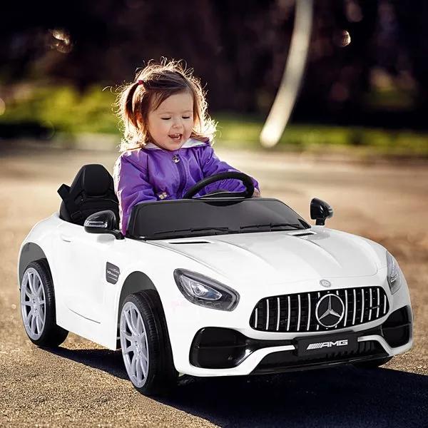 HOMCOM Mercedes AMG Carro Elétrico Infantil para Crianças acima de 3 anos com Controle Remoto Bateria 12V 4.5AH Carga 40kg 117x74x49cm