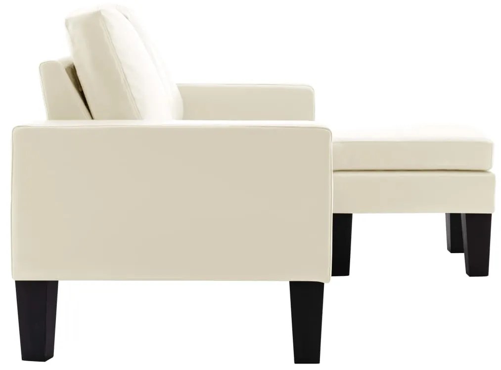 Sofá Lídia Chaise Longue - De 3 Lugares com Apóio de Pés - Cor Creme -