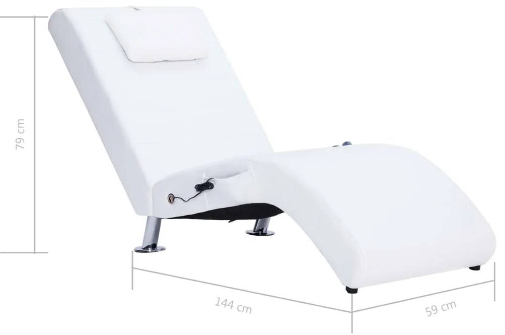 Chaise longue de massagem c/ almofada couro artificial branco