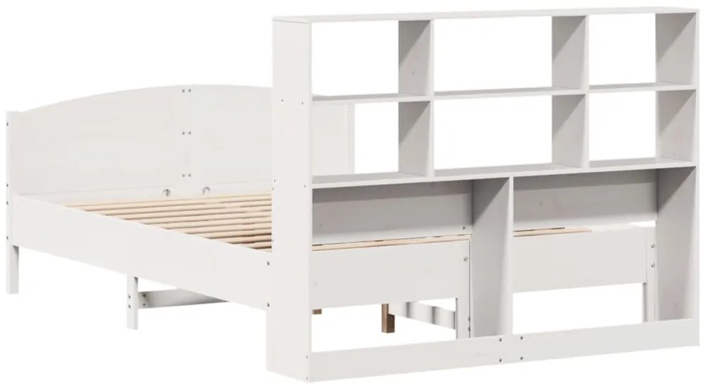 Cama com estante sem colchão 140x200 cm pinho maciço branco