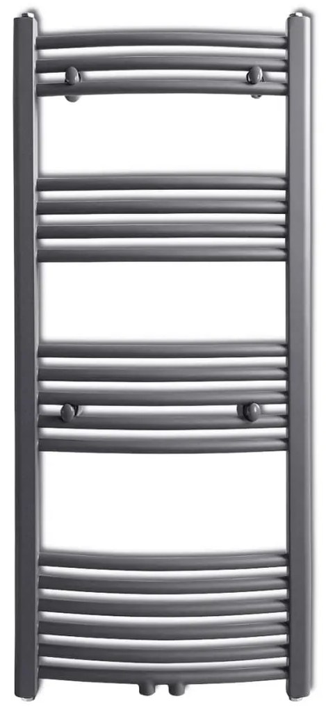 Aquecedor toalhas casa de banho curvo 500 x 1160 mm cinzento