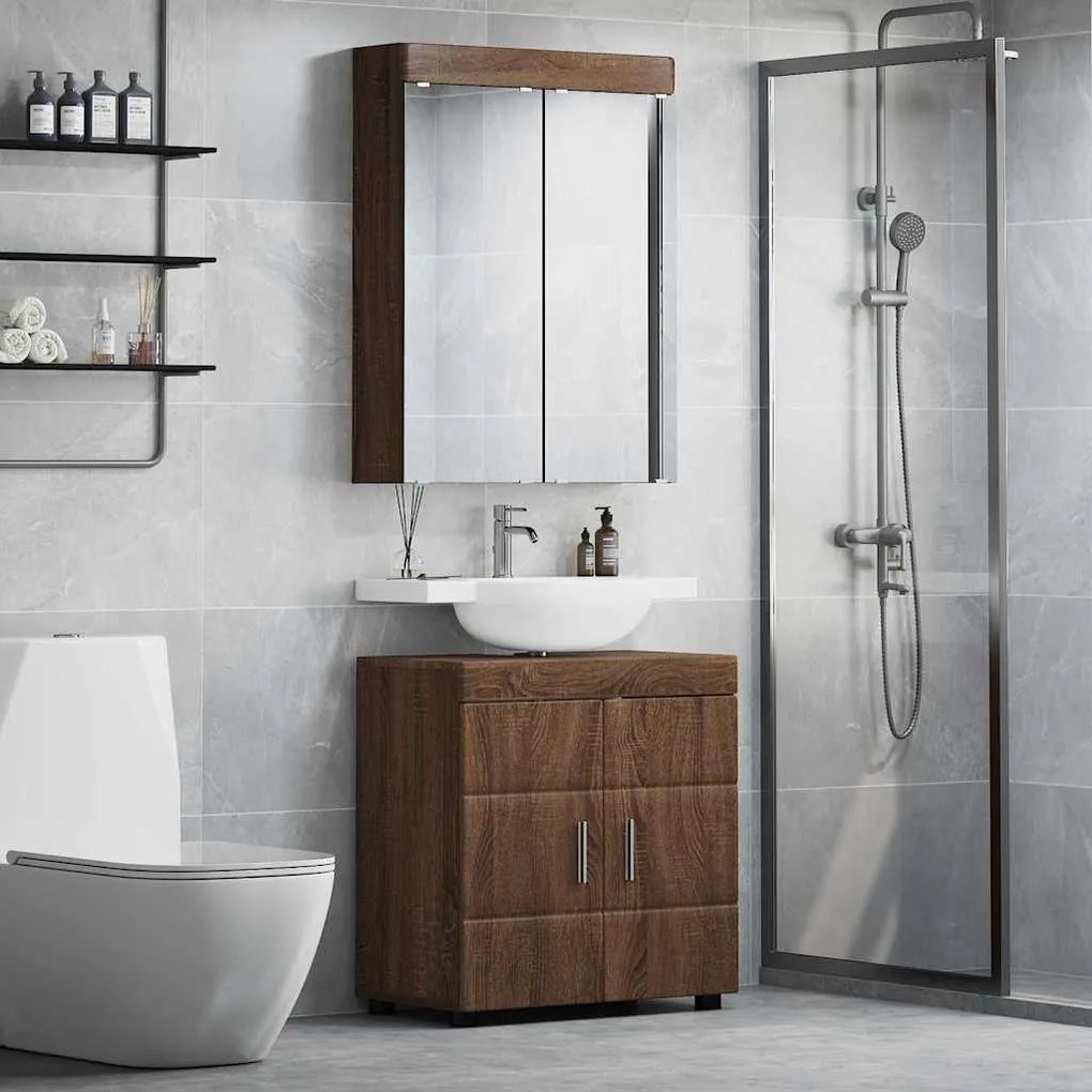 vidaXL Conjunto de Móveis para Banheiro TULUM Carvalho Marrom