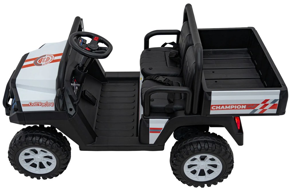 Jipe elétrico para Crianças 2 Lugares 24V Champion Rodas Espuma EVA, Assento couro ecológico Branco